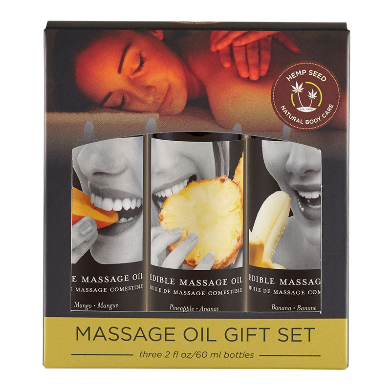 Edible Massage Oil Gift Set Mango, Banana & Pineapple