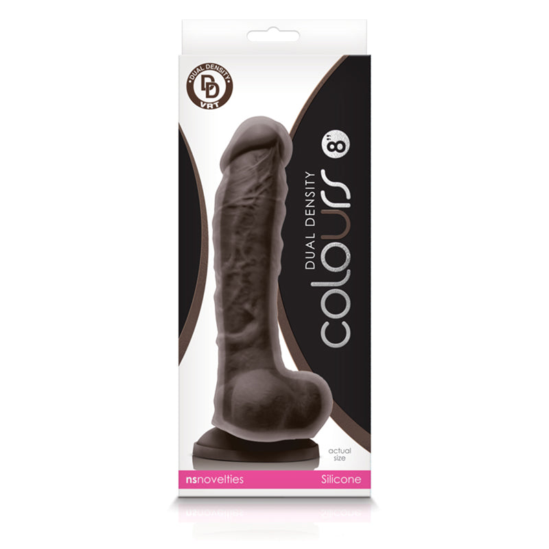 Colours Dual Density 8″ Dildo Dark Brown