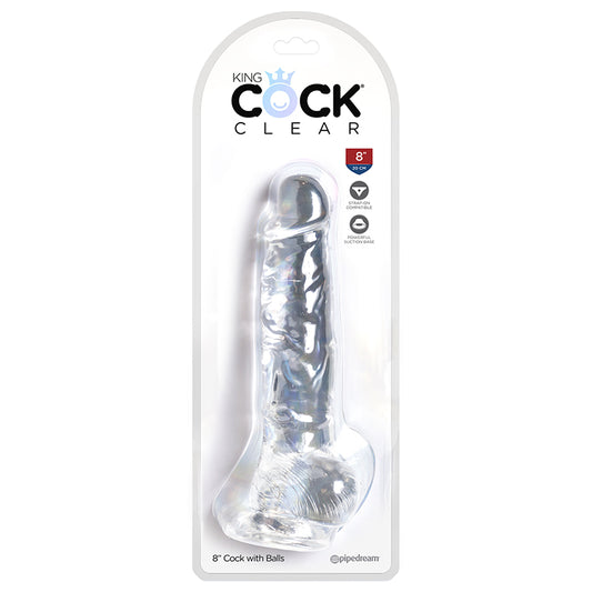 King Cock Clear 8″ Cock With Balls